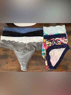 Lace-Trim Bikini & Floral Hipster Panty Set - Multi Color